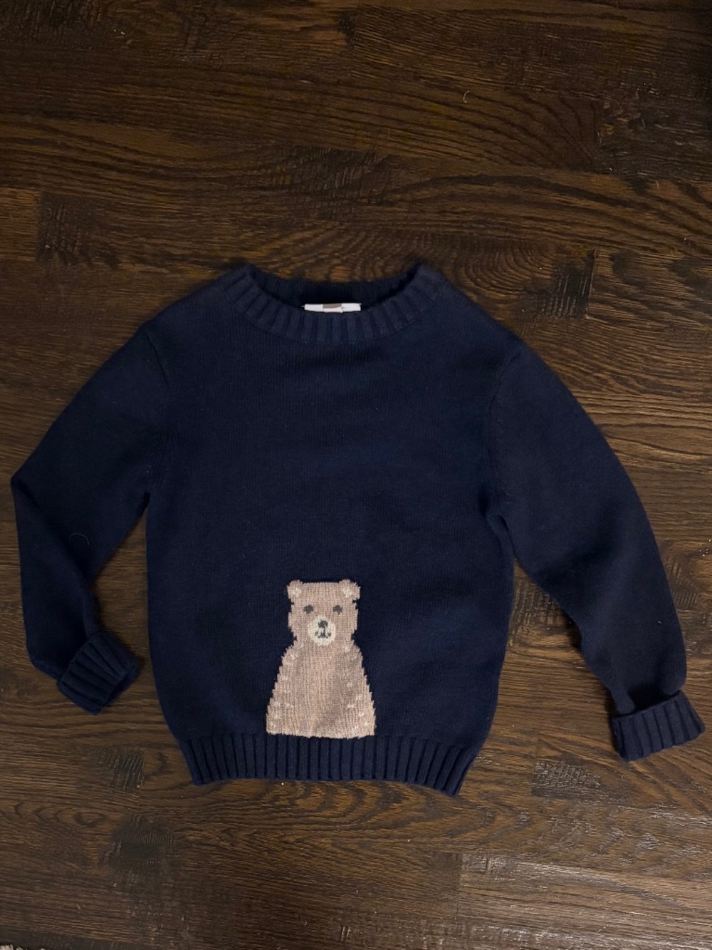 NWOT Little White Company navy bear sweater sz 3-4 toddler boy
